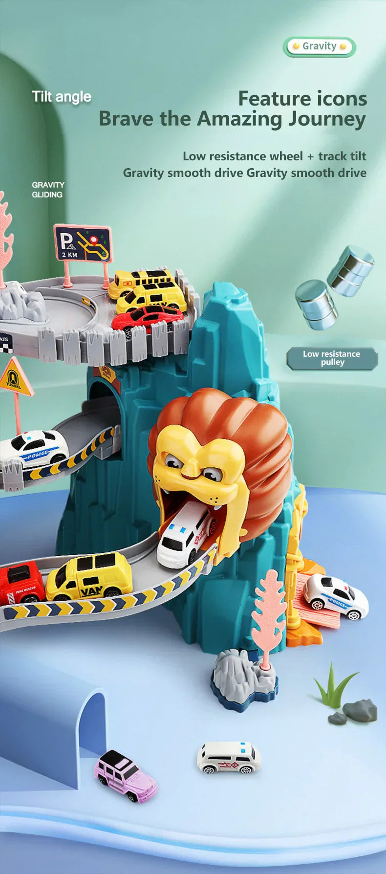 Tor wyścigowy Lew z samochodami dla dzieci