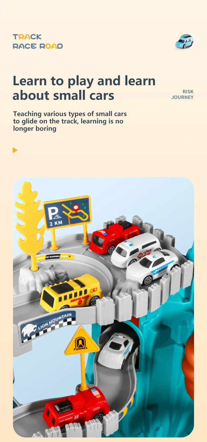 Tor wyścigowy Lew z samochodami dla dzieci